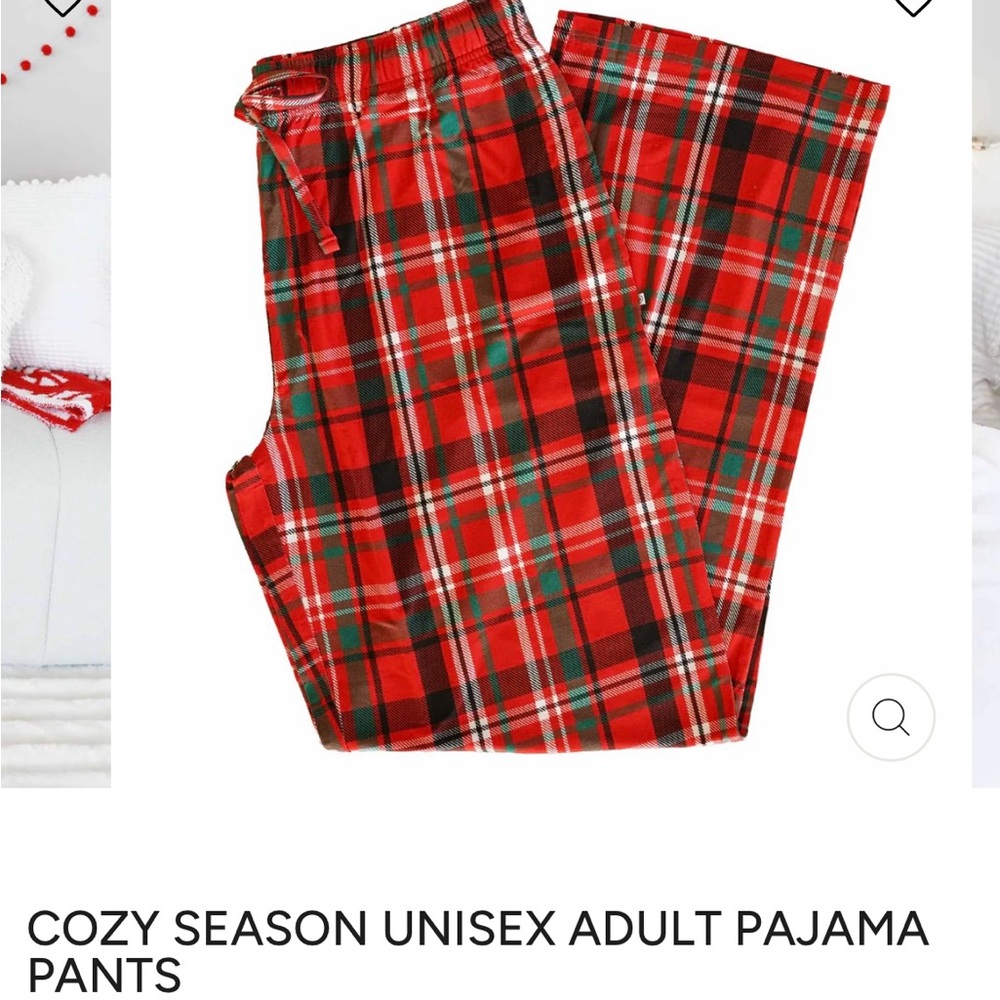 Caden Lane Red and Green Bamboo Unisex PJ Pants